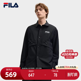 时尚 FILA 2025秋新款 衬衫 休闲舒适翻领上衣 斐乐官方男子梭织长袖