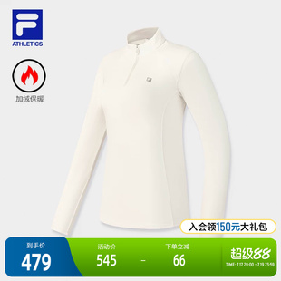 FILA 斐乐官方女子针织长袖上衣2026春季新款健身运动基础加绒长T
