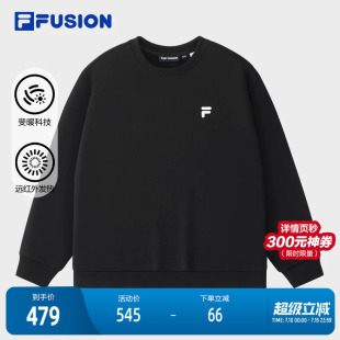 FILA FUSION斐乐潮牌情侣款套头卫衣2025冬新款休闲加绒针织上衣