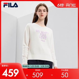 斐乐官方女子编织衫 2023秋季 新款 圆领编织上衣 FILA 时尚 休闲长袖