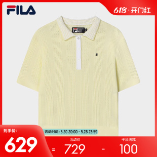 斐乐官方女子编织衫 2023冬季 新款 毛衣 FILA 时尚 休闲舒适翻领短袖