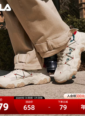 FILA 斐乐官方女鞋FLUID 6复古运动鞋2025春新款猫爪鞋休闲老爹鞋