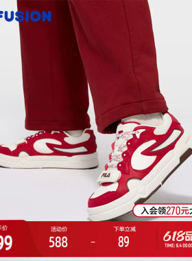 BANK丨FILA FUSION斐乐女士板鞋魔术贴2026新年红色女鞋运动鞋