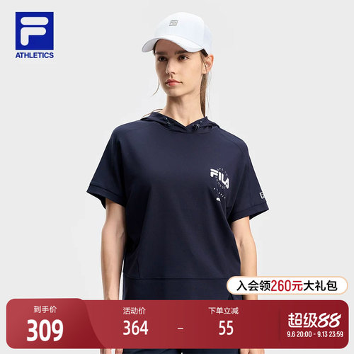 FILA斐乐针织短袖连帽上衣