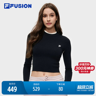 FILA FUSION斐乐潮牌女子编织衫2025秋新款时尚休闲紧身套头毛衣