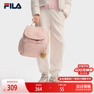 FILA 斐乐官方女子背包2025秋新款翻盖双肩包挂件小熊休闲书包包
