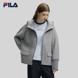 FILA Emerald斐乐女士呢子外套冬季时尚休闲宽松连帽上衣