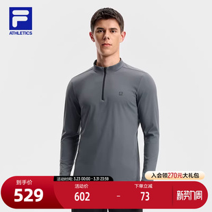 健身运动半拉链基础长T 上衣2025冬新款 FILA 斐乐官方男子针织长袖