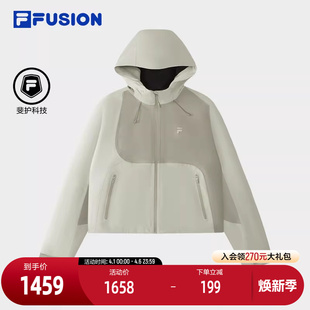 新款 拼接防泼水连帽上衣 FUSION斐乐潮牌梭织外套女2026夏季 FILA