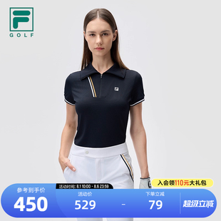 高尔夫运动简约上衣 FILA 斐乐官方女子针织短袖 POLO衫 2024秋新款