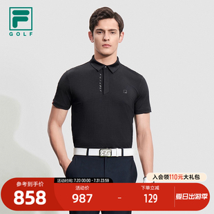 POLO衫 FILA斐乐官方男子针织短袖 2023秋高尔夫运动泡泡布上衣男