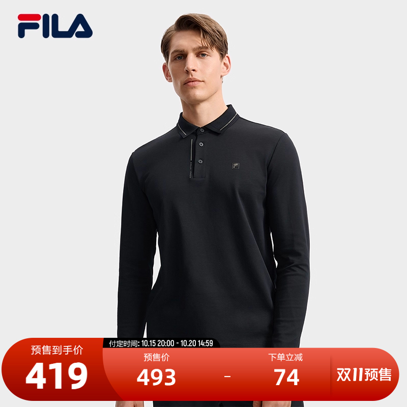 FILA 斐乐官方男子针织长袖POLO衫2025秋季新款时尚休闲基础上衣