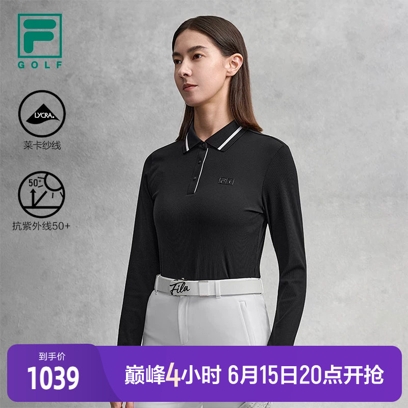 FILA 斐乐官方女子针织长袖POLO衫2026春新款高尔夫运动防晒上衣