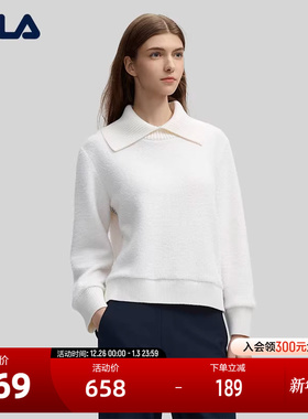 FILA Emerald斐乐女子针织套头衫2024冬新款时尚休闲翻领舒适毛衣