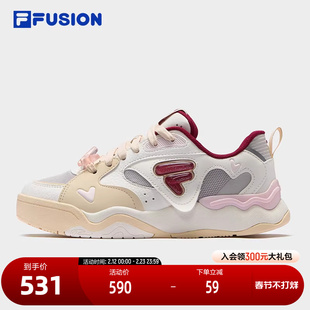 FILA FUSION斐乐潮牌KICK II V-DAY滑板生活鞋女2025春新款踢板鞋