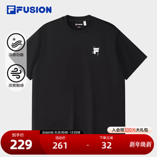 2025春新款 FILA 衫 针织短袖 凉感宽松纯棉T恤 FUSION斐乐潮牌情侣款