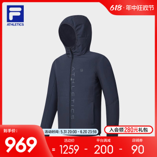 FILA 棉服2024春新款 基础简约健身运动休闲连帽外套 斐乐官方男士