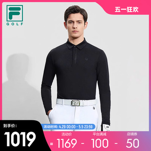 FILA 2023秋新款 POLO衫 斐乐官方男子针织长袖 防晒高尔夫运动上衣