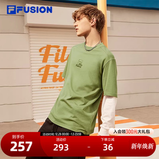 新款 T2024夏季 宽松日常休闲纯棉T恤 FUSION斐乐潮牌男子短袖 FILA