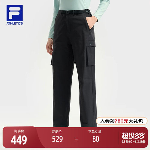 FILA 斐乐官方女士梭织长裤2025冬季新款户外运动简约舒适工装裤