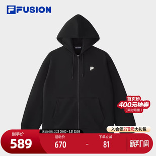 宽松纯棉上衣 针织连帽外套2025秋新款 FILA FUSION斐乐潮牌情侣款