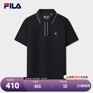 FILA 斐乐官方男子针织短袖POLO衫2025冬季新款时尚休闲基础上衣
