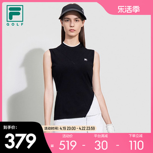 FILA 简约高尔夫运动圆领无袖 2023夏新款 斐乐官方女子编织衫 上衣