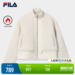 FILA 斐乐官方女士双面穿外套2025冬季新款宽松仿羊羔绒绗缝上衣