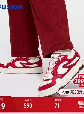 BANK丨FILA FUSION斐乐女士板鞋魔术贴2026新年红色女鞋运动鞋