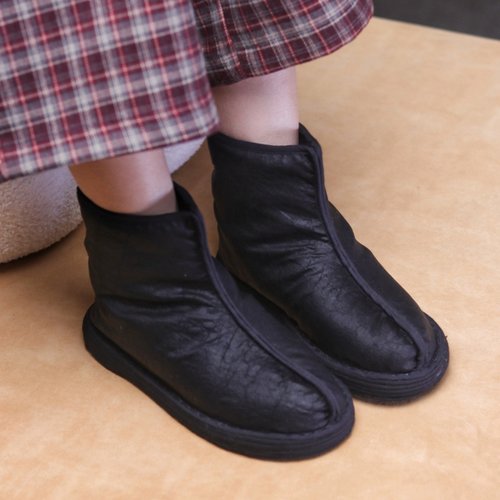 【真丝夹棉中式靴子】老北京纯手工千层底老式棉靴女秋冬保暖禅意