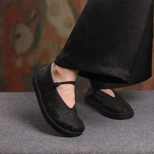 2025新款黑龟【100桑蚕丝香云纱】新中式国风纯手工千层底布鞋女