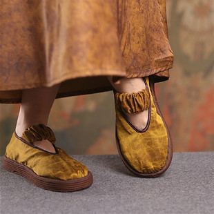 村匠【金龟老料100桑蚕丝香云纱】新款老北京纯手工千层底布鞋女