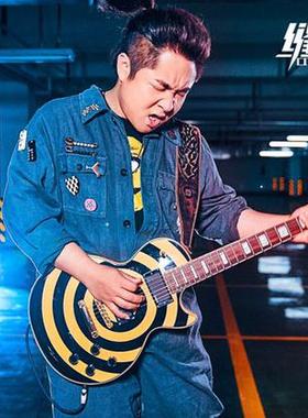 定制缝纫机乐队黑黄圈LP电吉他学生入门ZAKK黑美人初学者吉他摇滚