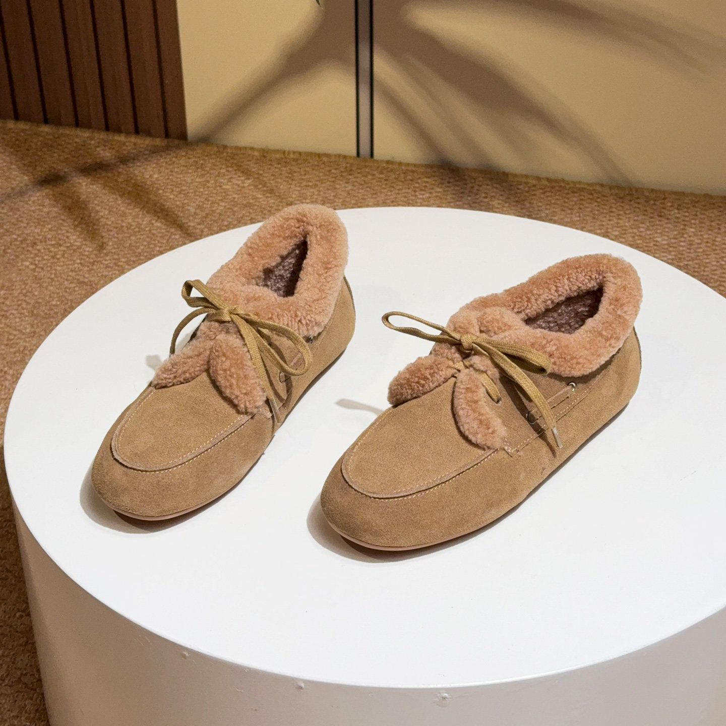 磨砂翻毛皮加绒软底乐福鞋女冬季休闲系带保暖内增高毛毛鞋豆豆鞋,女鞋,乐福鞋（豆豆鞋）,淘宝优惠券,粉丝福利购,淘宝优惠卷