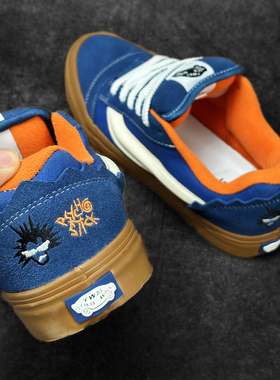 Knu skool蓝橙色刺绣复古美式休闲鞋美式街头胖胖面包鞋滑板鞋