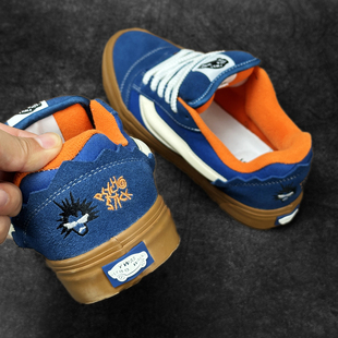 skool蓝橙色刺绣复古美式 滑板鞋 休闲鞋 街头胖胖面包鞋 美式 Knu