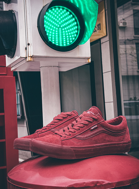 酒红色美式复古低帮板鞋Wtaps联名style36余文乐同款休闲鞋