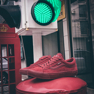 酒红色美式复古低帮板鞋Wtaps联名style36余文乐同款休闲鞋