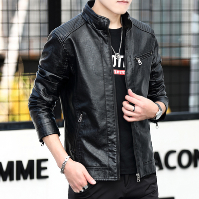 立领机车皮夹克柔软不变形