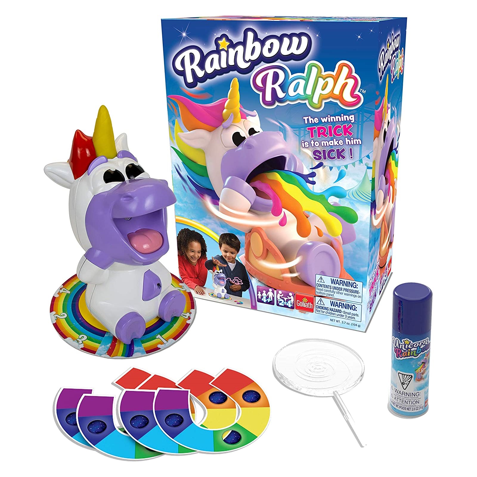 Goliath rainbow ralph game独角兽发条旋转喷射彩虹儿童玩具桌游