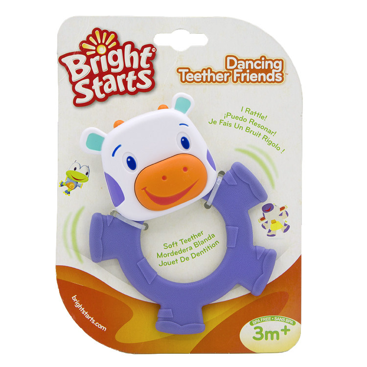 kids bright start 婴幼儿软胶牙胶儿童固齿器小牛公仔安抚玩具