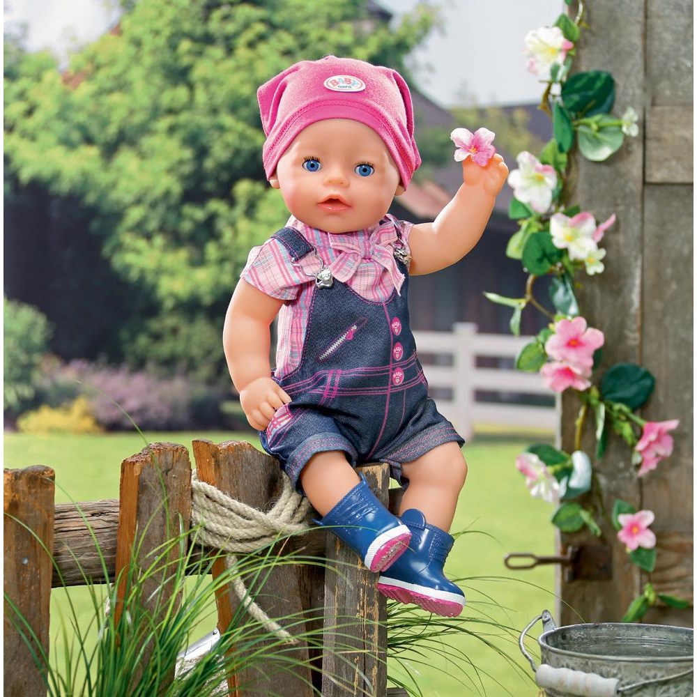 ZAPF夏芙baby born仿真娃娃43cm配件农场服饰背带裤T恤雨靴鞋子帽