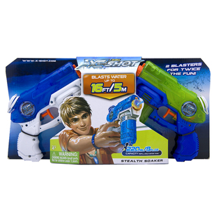 ZURU X-SHOT直压扳机发射轻量儿童玩具小水枪2个装stealth soaker