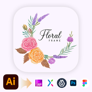 APP启动页icon鲜花LOGO设计手绘水彩花卉Vi标志eps购物植物商城