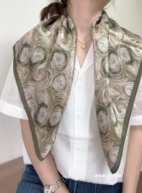 杭州丝绸100%桑蚕丝梵高星空围巾