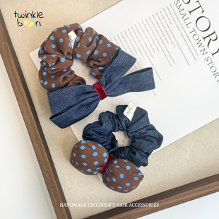 韩版 波点蝴蝶结布艺大肠发圈儿童发圈女气质百搭丸子头绳发饰发绳