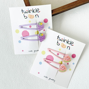 韩国东大门儿童发卡碎发夹不伤发头饰可爱小女孩水果小花前额刘海