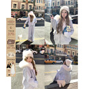 慵懒风宽松套装 套组女微胖大码 kt刺绣毛领卫衣外套长裤 安妮不火