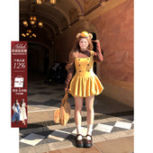 安妮不火 假两件高弹针织拼呢子花苞裙女微胖大码 双排扣波点裙子