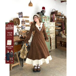 设计感连衣裙 微胖大码 安妮不火复古雪尼尔拼接长裙女2025冬季 新款